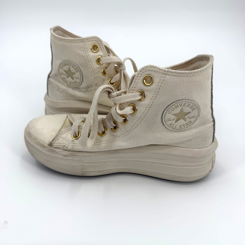 Converse Chuck Taylor All Star Move Platform High Top Cream Gold Kids‎ 3.5 - Picture 8 of 12